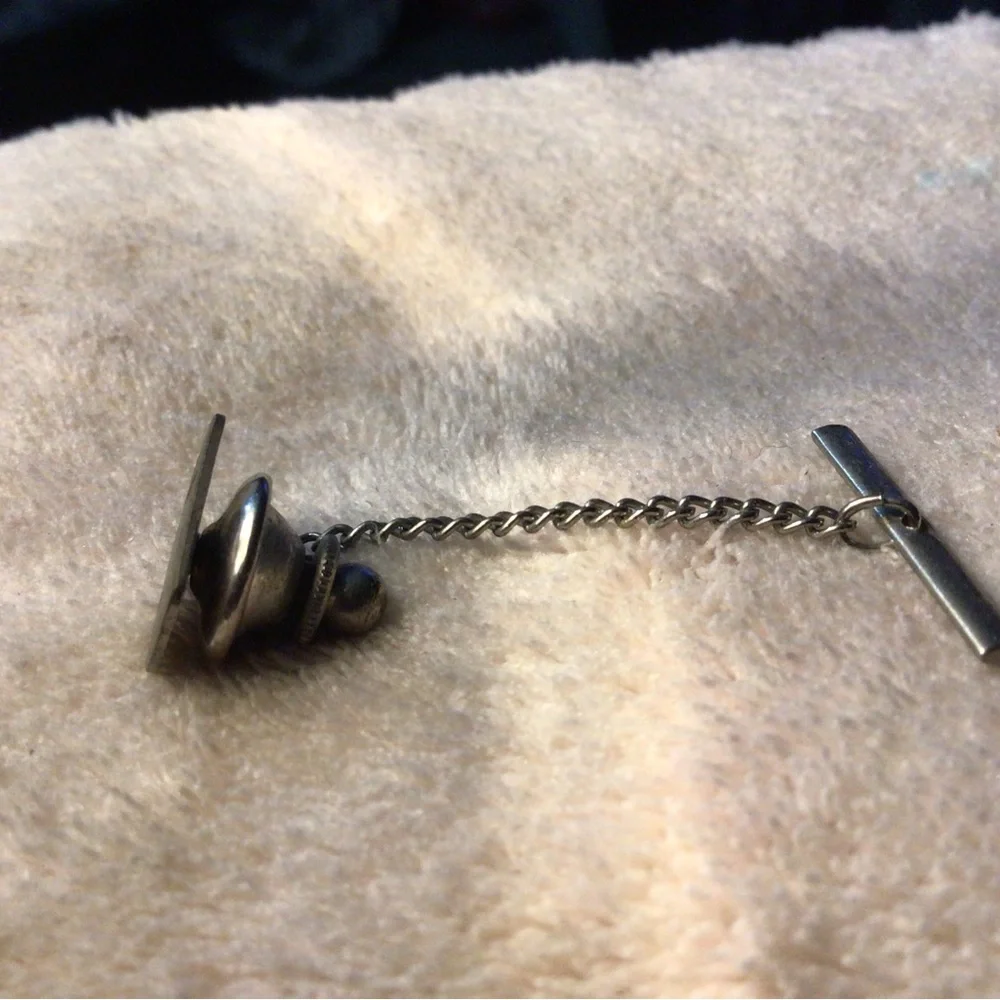 Silver-Tone Rectangular Cuff Link with Subtle Cut Detail